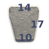 Trapezoid Shaped Clutch Pad. Dimensions 14 x 10 x 17 mm.