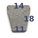 Trapezoid Shaped Clutch Pad. Dimensions 14 x 11 x 18 mm.