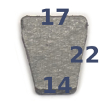 Trapezoid Shaped Clutch Pad. Dimensions 17 x 14 x 22 mm.