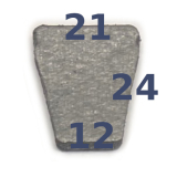 Trapezoid Shaped Clutch Pad. Dimensions 21 x 12 x 24 mm.
